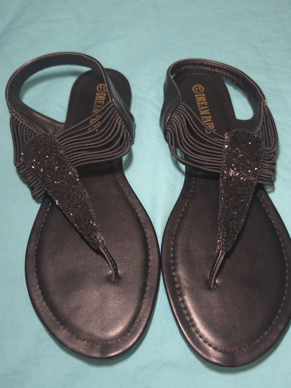 Dream Pairs Black Beaded Women's Thong Sandals